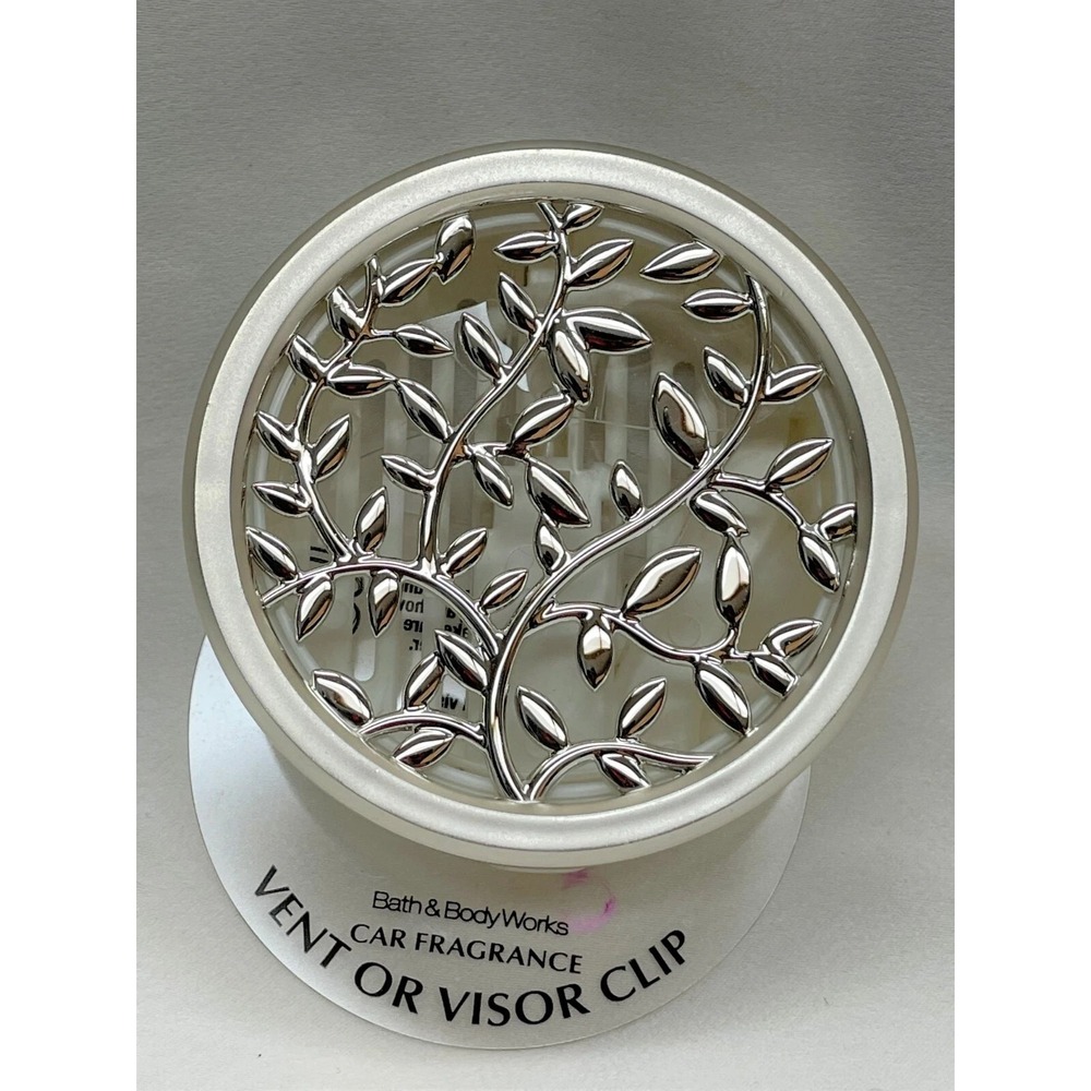 Bath And Body Works Silver Vines Leaf Pattern Car Vent Fragrance Holder Clip - Picture 1 of 1